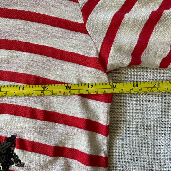 Zara Sequin Anchor Star Red/Ivory Stripe Nautical Beach Tunic Coverup Top.Sz-M - Picture 15 of 16